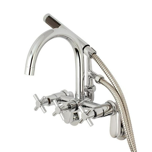 Aqua Vintage AE8151DX Wall Mount Tub Filler with Hand Shower, Polished Chrome - 5.13 x 6.94 x 8.31 in.