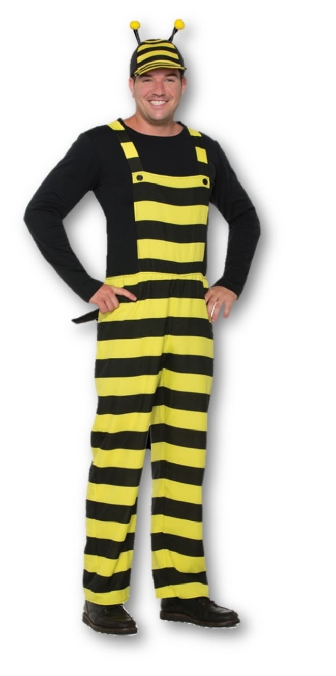 black and yellow striped overalls