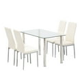 thumbnail image 6 of Ktaxon Glass Dining Table Set for 4, Kitchen Table Set & 4 PU Padded Chairs, Dining Room Set for Dinner, White, 6 of 8