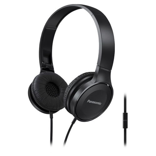 Panasonic Lightweight On-Ear Headphones with Mic + Controller, Black