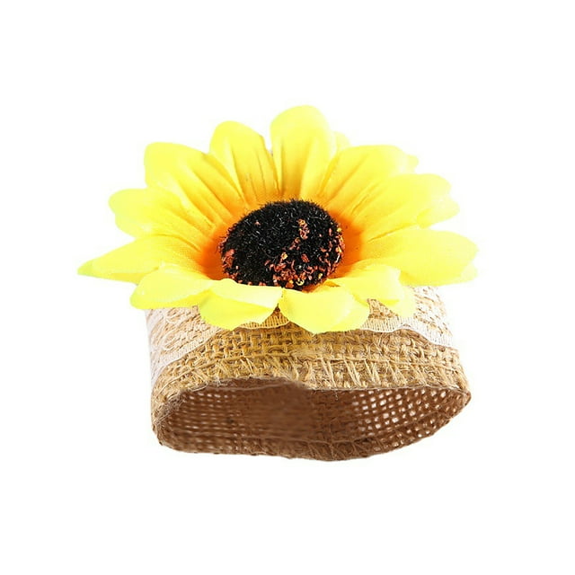 Boucle de Serviette de Tournesol en Lin pour la Récolte Automnale (1 Pack)