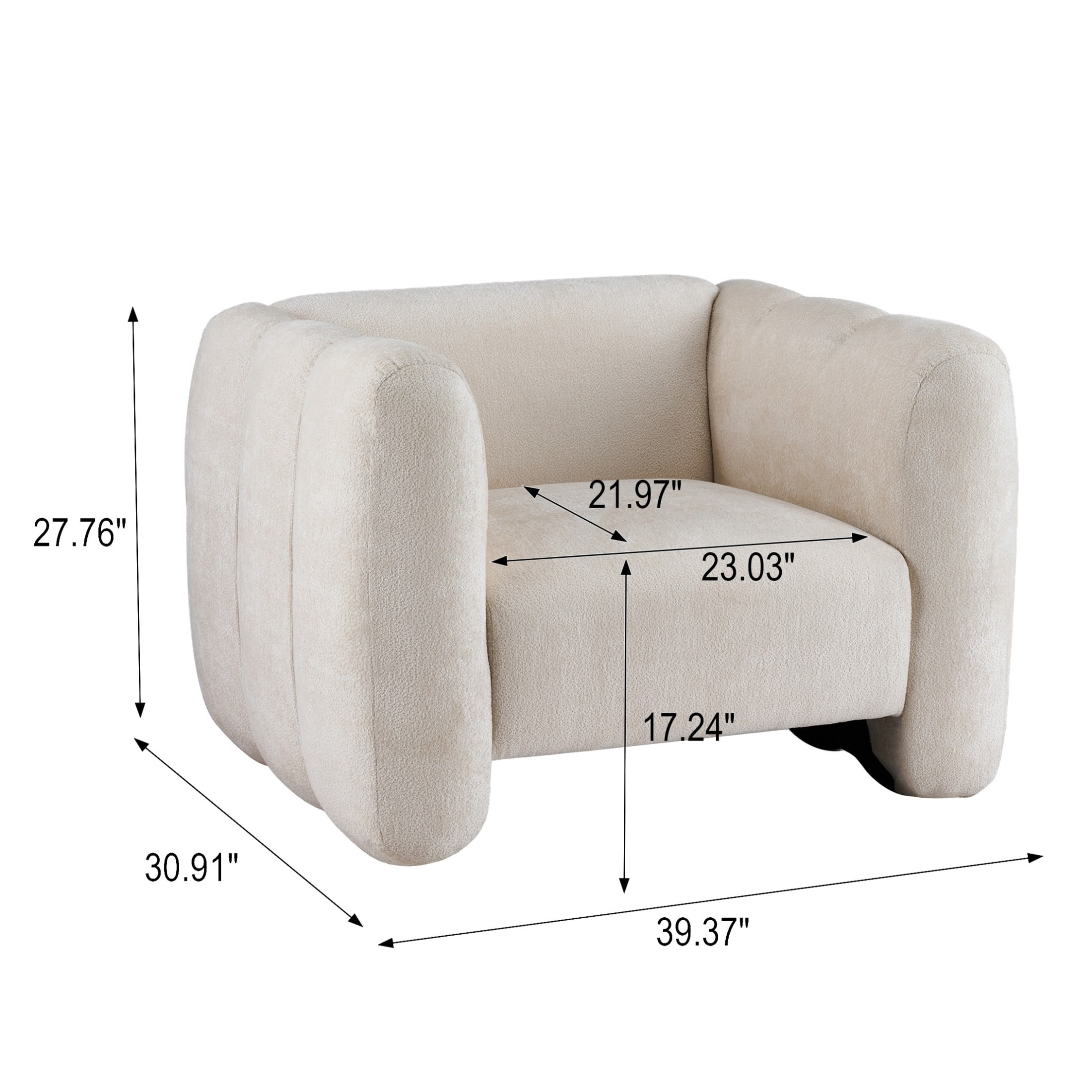 Christopher Knight Home Chenille Club Chair, Plush Upholstered Accent Chair with Channel Stitching, Beige