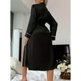 thumbnail image 2 of Bata de noche de satén liso, elegante bata de manga larga con cuello en V y cinturón, ropa de dormir para mujer, 2 of 5