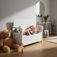 thumbnail image 4 of Demi Bonn 34" Storage Bench with Cushion, Lift-Top Toy Storage Organizer Trunk with 2 Safety Hinges, Wood Storage Box Chest for Bedroom, Entryway, Living Room, White, 4 of 8
