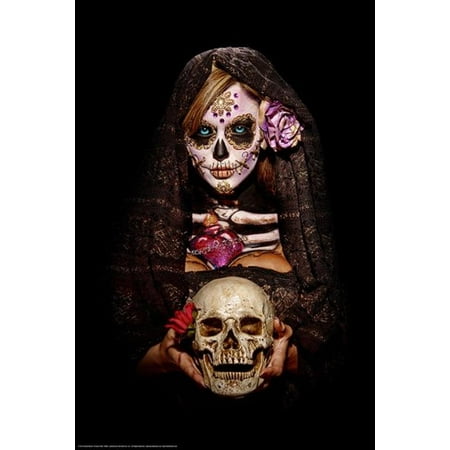 Fortune Teller By Daveed Benito Sexy Girl Holding Skull Poster 24x36