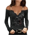 thumbnail image 1 of Blusa HUOGUO sexy de metal sin tirantes con estampado de calaveras con cuello en V para mujer, 1 of 5