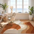 thumbnail image 3 of Design&I 5'x7' Ultra Soft Area Rug, Cream and Terra Cotta Abstract Curves Design Elegant Geometric Flow with Seamless Fluffy Washable Non Shedding for Bedroom Living Room Home Office, 3 of 3