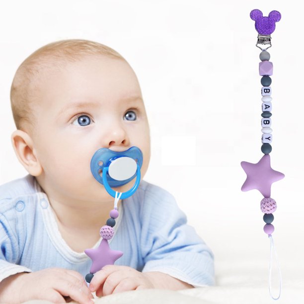 Soother Soporter Pacificador Soporte Clip Silicone Candy Color Star Chain () Purple