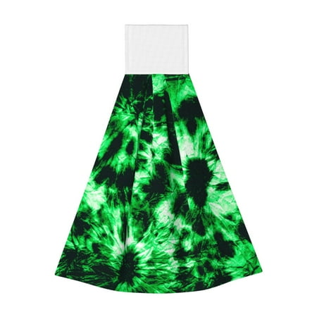

Disketp Green Tie Dye Hanging Kitchen Towel Tie Towels Tea Bar Dish Cloths Dry Towel for Laundry Room Decor (18*14in)