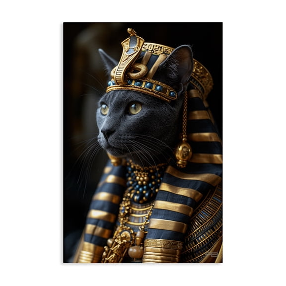 Stupell Industries Egyptian Pharaoh Cat Novelty Painting Gallery Wrapped Canvas Art Print Wall Art, 16 x 24