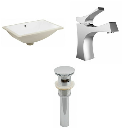Rectangle Single Hole - 18.25-in. W CUPC Rectangle Undermount Sink Set In White - Chrome Hardware With 1 Hole CUPC Faucet - Overflow Drain Incl.