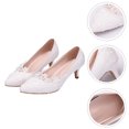 thumbnail image 2 of 1 par de zapatos de tacón alto con encaje puntiagudo para novia, sexys, para boda (blancos), 2 of 7