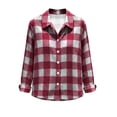 thumbnail image 4 of Iyufng Womens Collared Plaid Button Down Shirts Casual Long Sleeve Blouse, 4 of 6