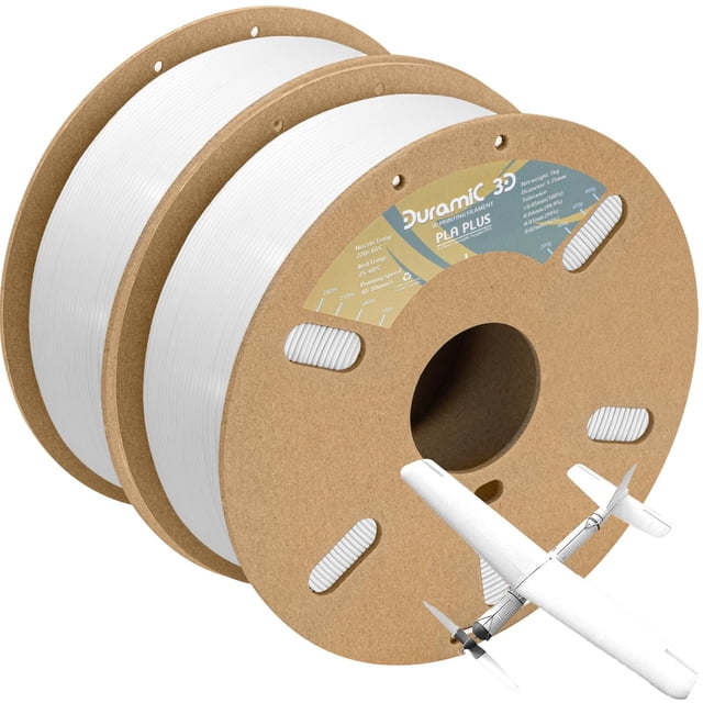 Filamento Duramic 3D Pla+ 1,75 Mm 2 Kg Filamento Para Impresora 3D Pla Plus Blanco Paquete De 2 Carretes De 1 Kg (2,2 Libras) Pla Pro Probabilidad De Precisión Dimensional Más Resistente Y Fuerte +/-