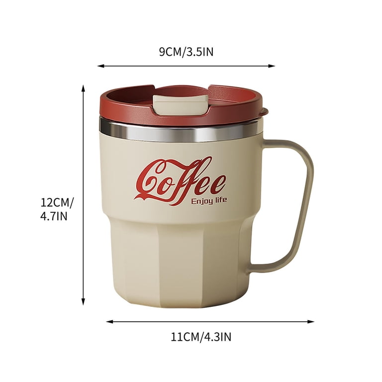13 oz reusable coffee cups with lids,Stainless Steel Travel Coffee Mug with  Lid, Double Wall Vacuum Metal Coffee Cup, Coffee Tumbler Powder Coated