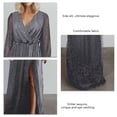 thumbnail image 4 of Vestido de Manga Larga Higoodz vestido Maxi Ajustado Encantador Con Abertura Lateral Cómoda Con Cuello en V para Boda para Dama para aniversario, 4 of 5