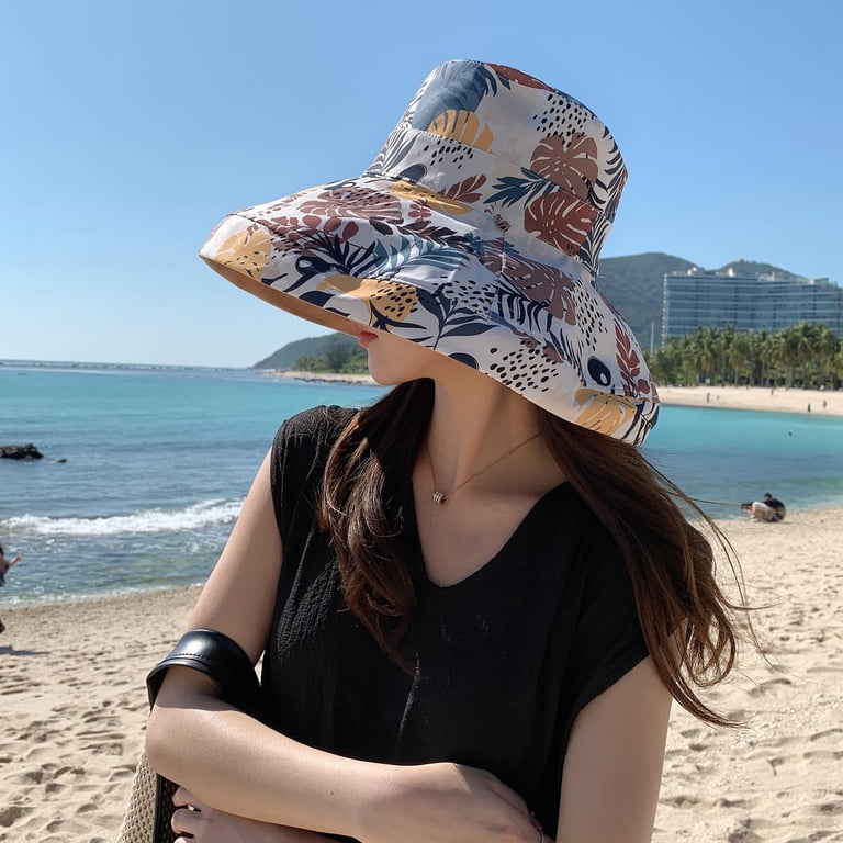 Wide Brim Sun Hat with Wired Edge, Reversible Bucket Hat for Beach Fishing Women Fishing Sun Hat Men Summer UV Protection Bucket Hats  main image 4