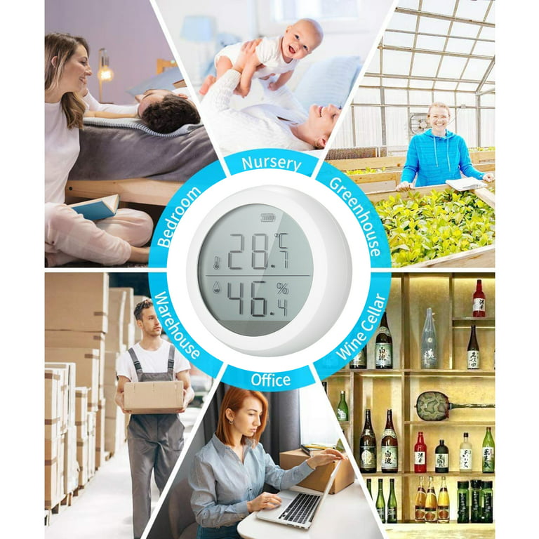 WiFi Temperature Sensor Smart Remote Temperature Monitor with Real-time  Update and History Storage, Alarm Notification for Cigar, Guitar, Indoor  Room