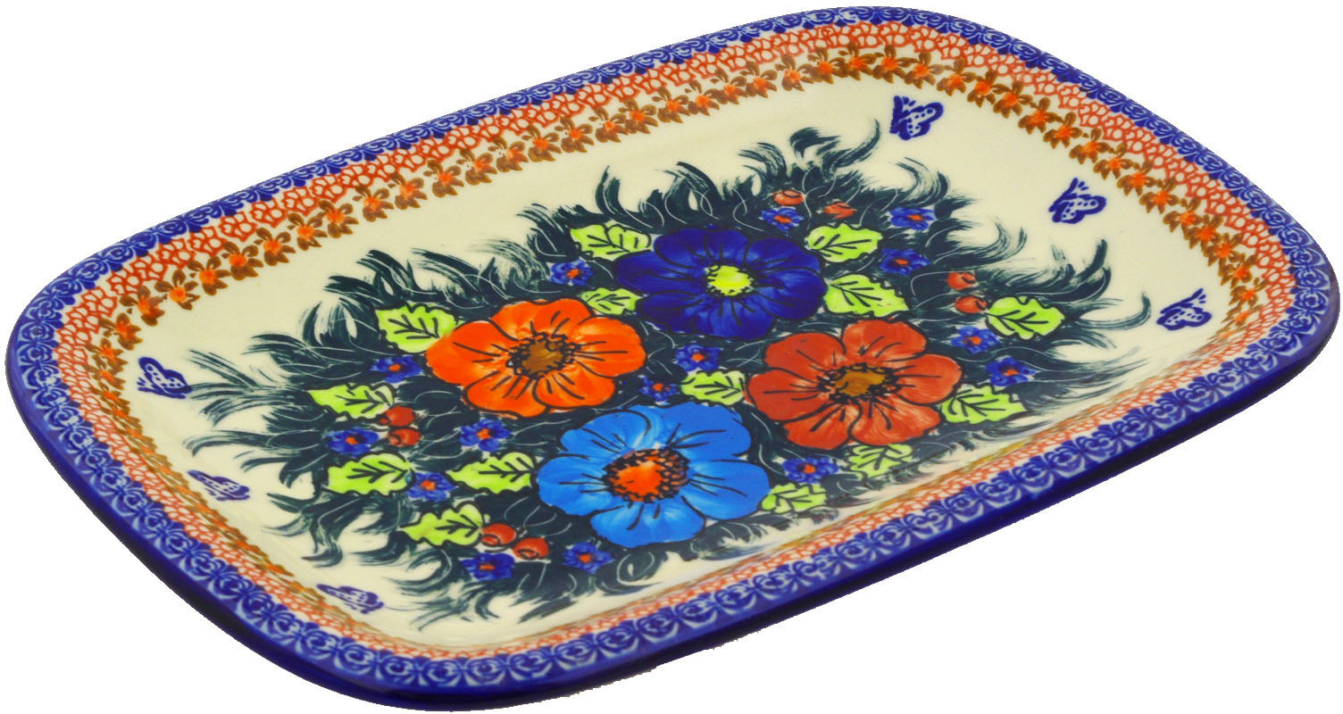 Polish Pottery 13½-inch Platter (Butterfly Splendor Theme) Signature ...