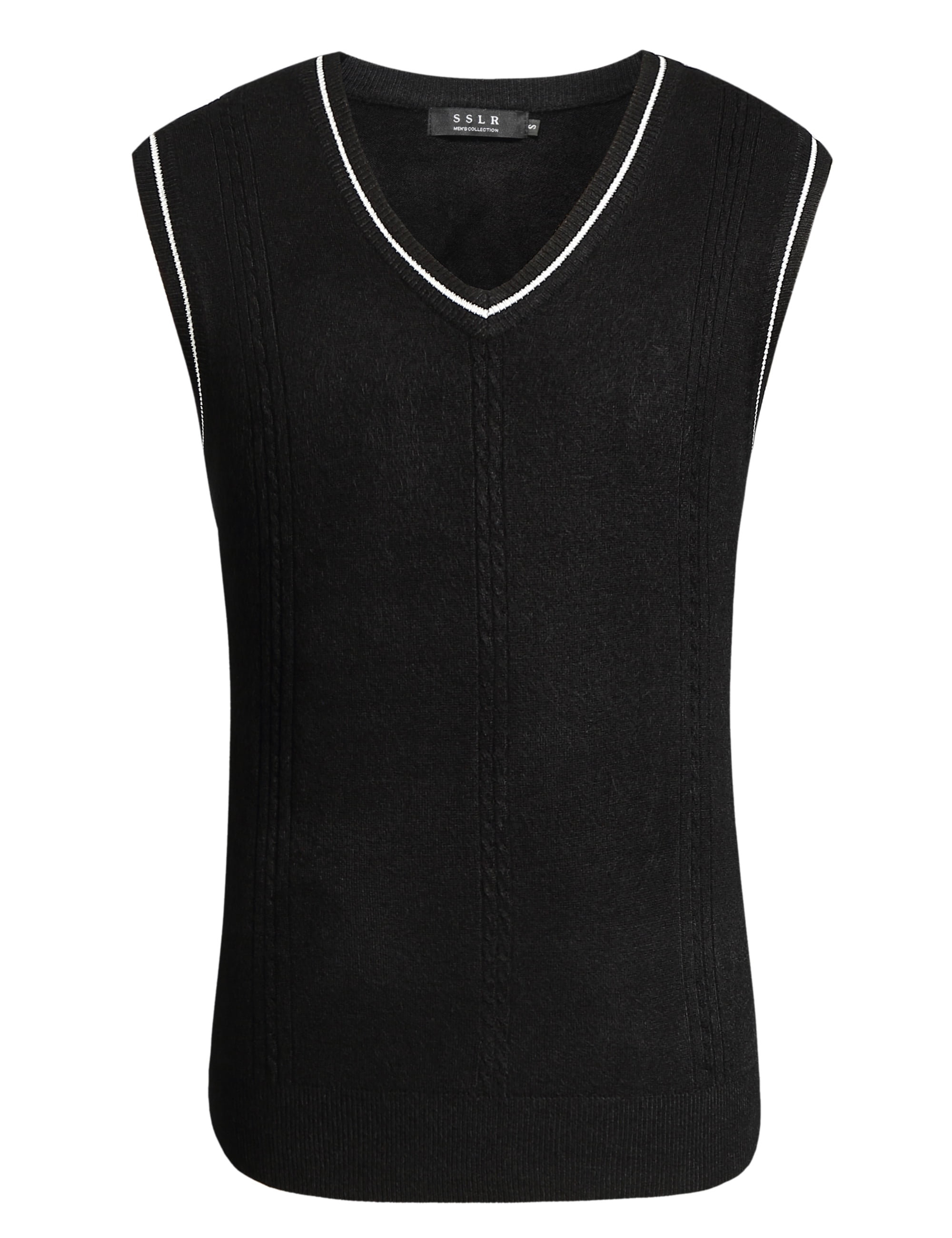 SSLR VNeck Sweater Vest for Men, Cable Knitted Pullover Sweaters Vest