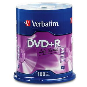 Verbatim Life Series DVD+R 4.7GB 16x Recordable Blank Disc 100 Pack Spindle