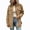 Khaki, variant on AherBiu Button down Shirt for Women Corduroy Shacket Collared Lapel V Neck Long Sleeve Casual Loose Tops with Pockets(X-Large,Yellow)