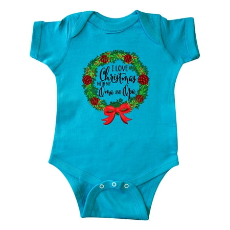 

Inktastic I Love Christmas with My Oma and Opa Wreath Gift Baby Boy or Baby Girl Bodysuit