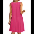 thumbnail image 4 of Vestidos de Verano para Mujer 2025, Sueltos, Informales, Sin Mangas, con Ojales, con Bolsillos, Color Rosa Rojo, Talla L, 4 of 6
