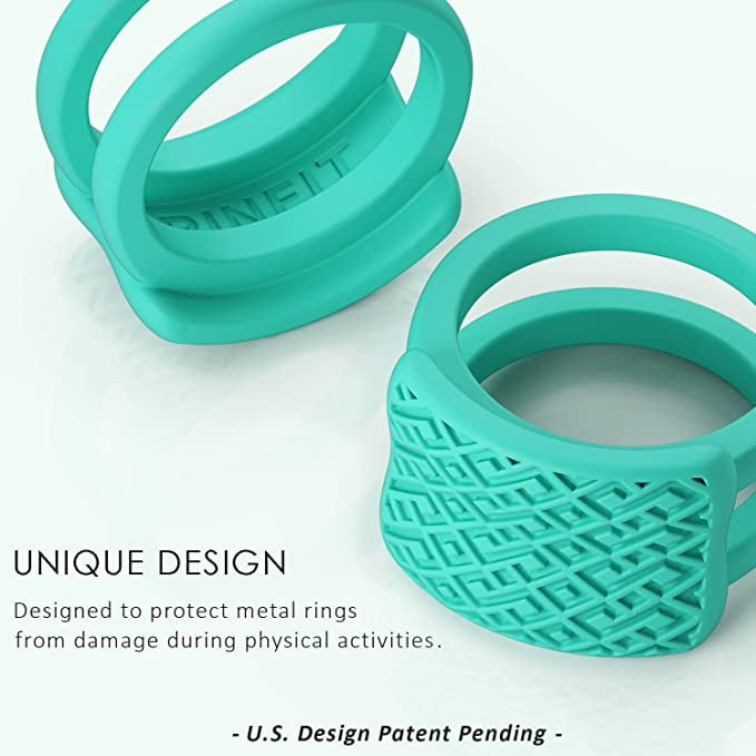 Rinfit Wedding Ring Protector for Working Out - Silicone Rubber Ring Cover Protector Set of Two: 4mm and 9mm, Adult Unisex, Size: 8, Green