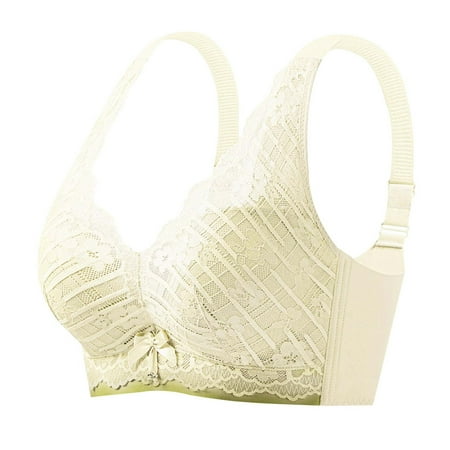 BYHONG Women s Latex Inner Cup Push Up Wireless Adjustable Bra Seamless Breathable Sexy Lace Vest Style with Side Support for Underarm Control Yellow XL