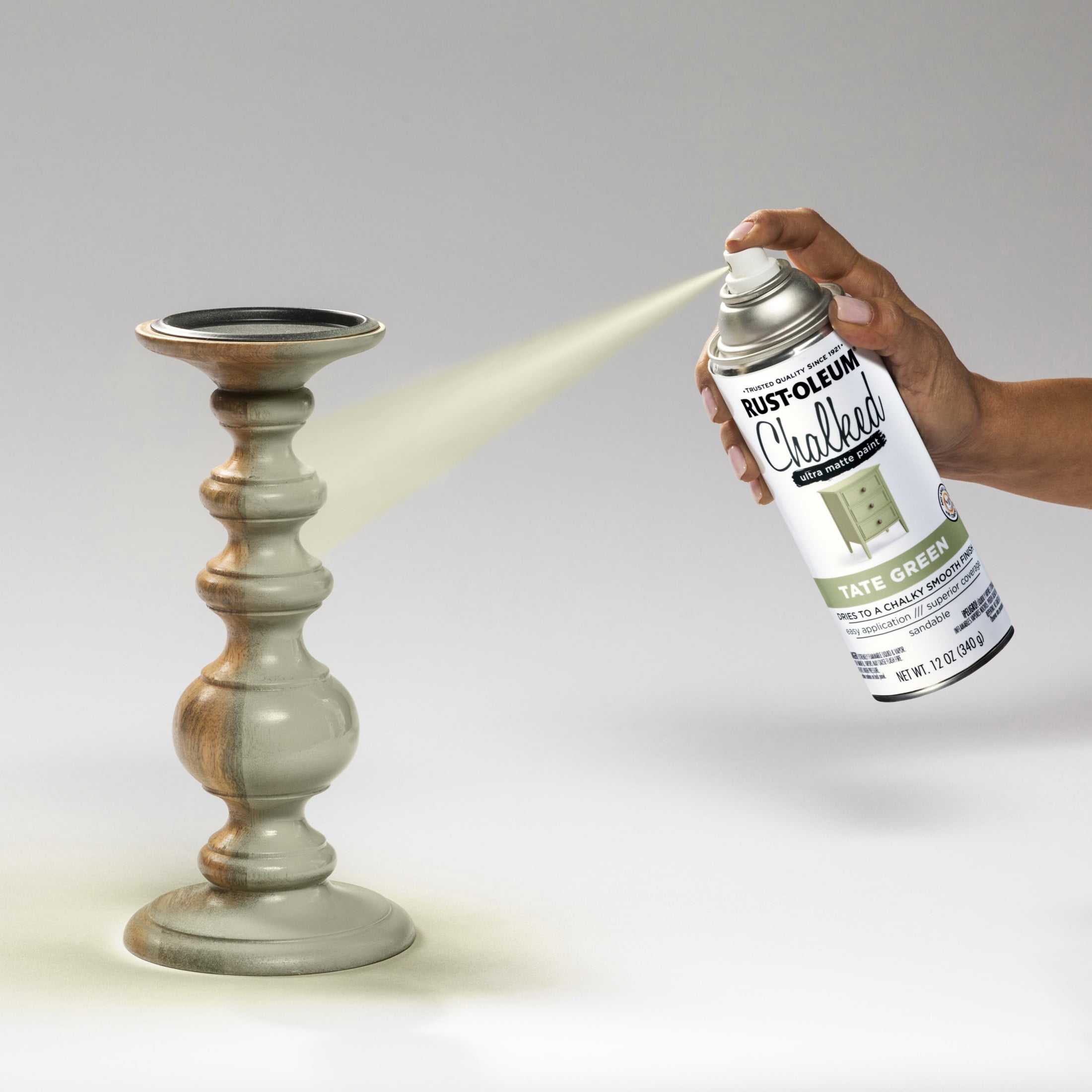 (2 pack) Tate Green, Rust-Oleum Chalked Ultra Matte Spray Paint-374163, 12 oz