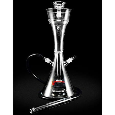 VAPOR GLASS HOOKAHS LOTUS 20” COMPLETE HOOKAH SET WITH CARRYING CASE: Portable Glass Hookahs with multi hose capability from a Single Hose shisha pipe to 2 Hose narguile pipes (Clear (Best All Glass Hookah)