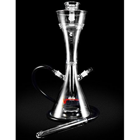 VAPOR GLASS HOOKAHS LOTUS 20” COMPLETE HOOKAH SET WITH CARRYING CASE: Portable Glass Hookahs with multi hose capability from a Single Hose shisha pipe to 2 Hose narguile pipes (Clear