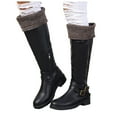 thumbnail image 6 of UngA Wonens Boots Pointed Toe Slouchy Boots Wedge Heels Slouch Pull On Wide Calf Boots Women Mid Calf Black,Size 7, 6 of 7