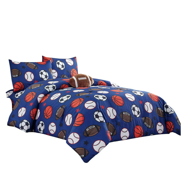 Comforter Set With Sheet Pillow Sham, Football Twin Bed Sheets