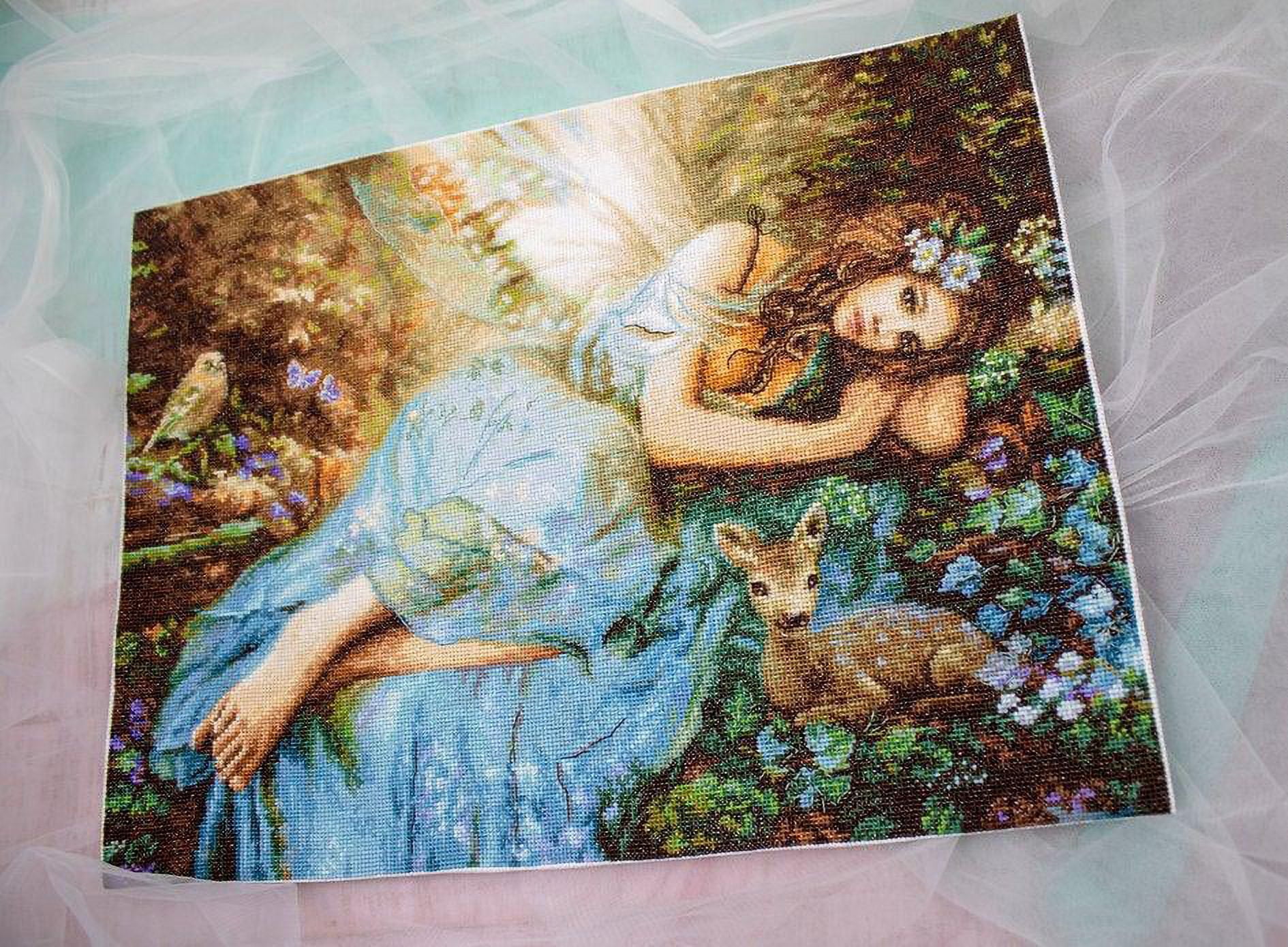 Counted Cross Stitch Kit Spring Fairy Leti960 By LetiStitch Needlework Blue Girl Canvas Cotton Flower