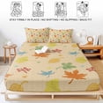 thumbnail image 5 of Twin Sze Fitted Sheet Set - Fall Maple Leaf 2 Piece Bedding Sets 16" Deep Pocket Fitted Sheet with 1 Pillowcase, Watercolor Botanical Autumn Thanksgiving Brushed Microfiber Hotel Luxury Bed Sheets, 5 of 9