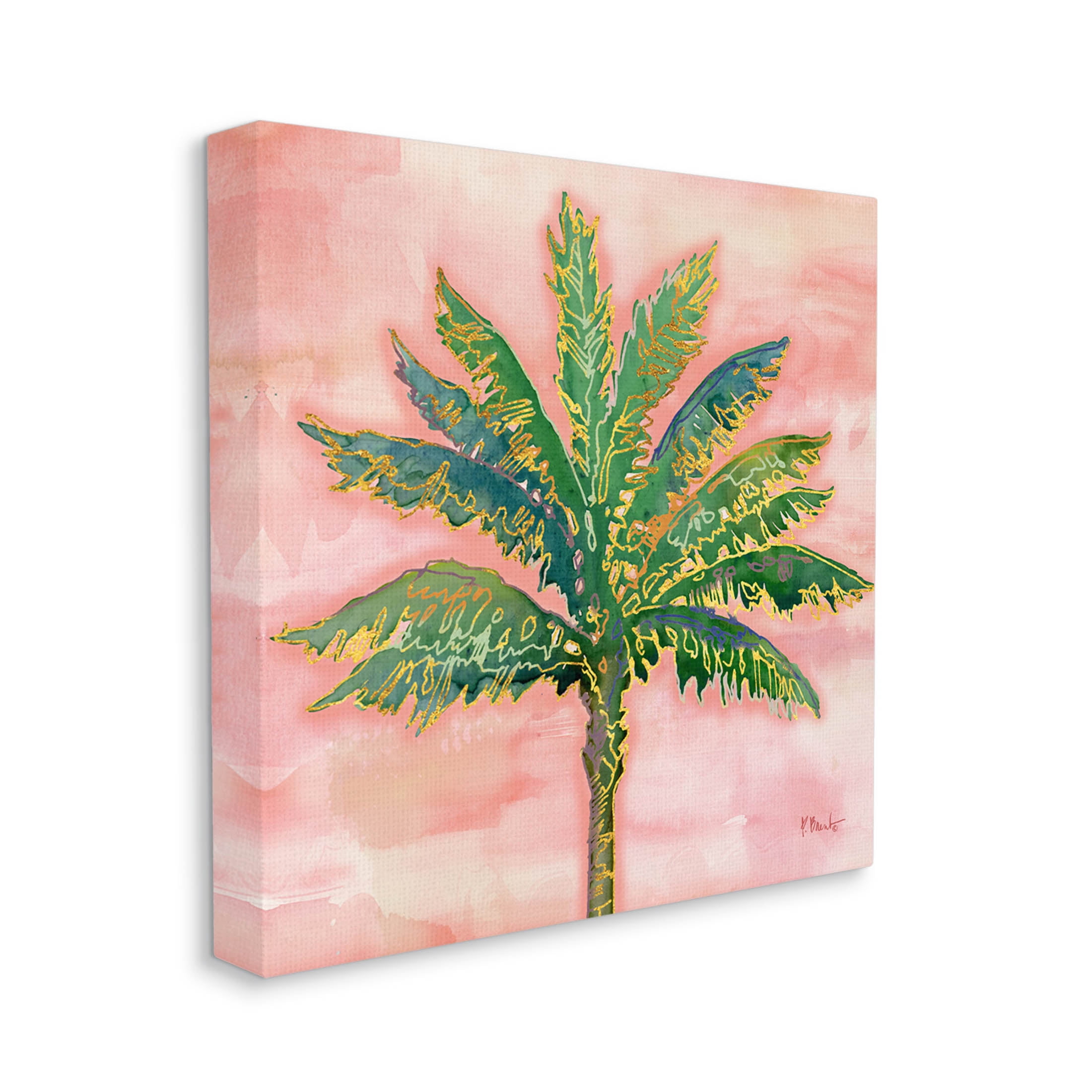 Sunset Palm Tree Glam Detail Botanical & Floral Graphic Art Gallery Wrapped Canvas Print Wall Art