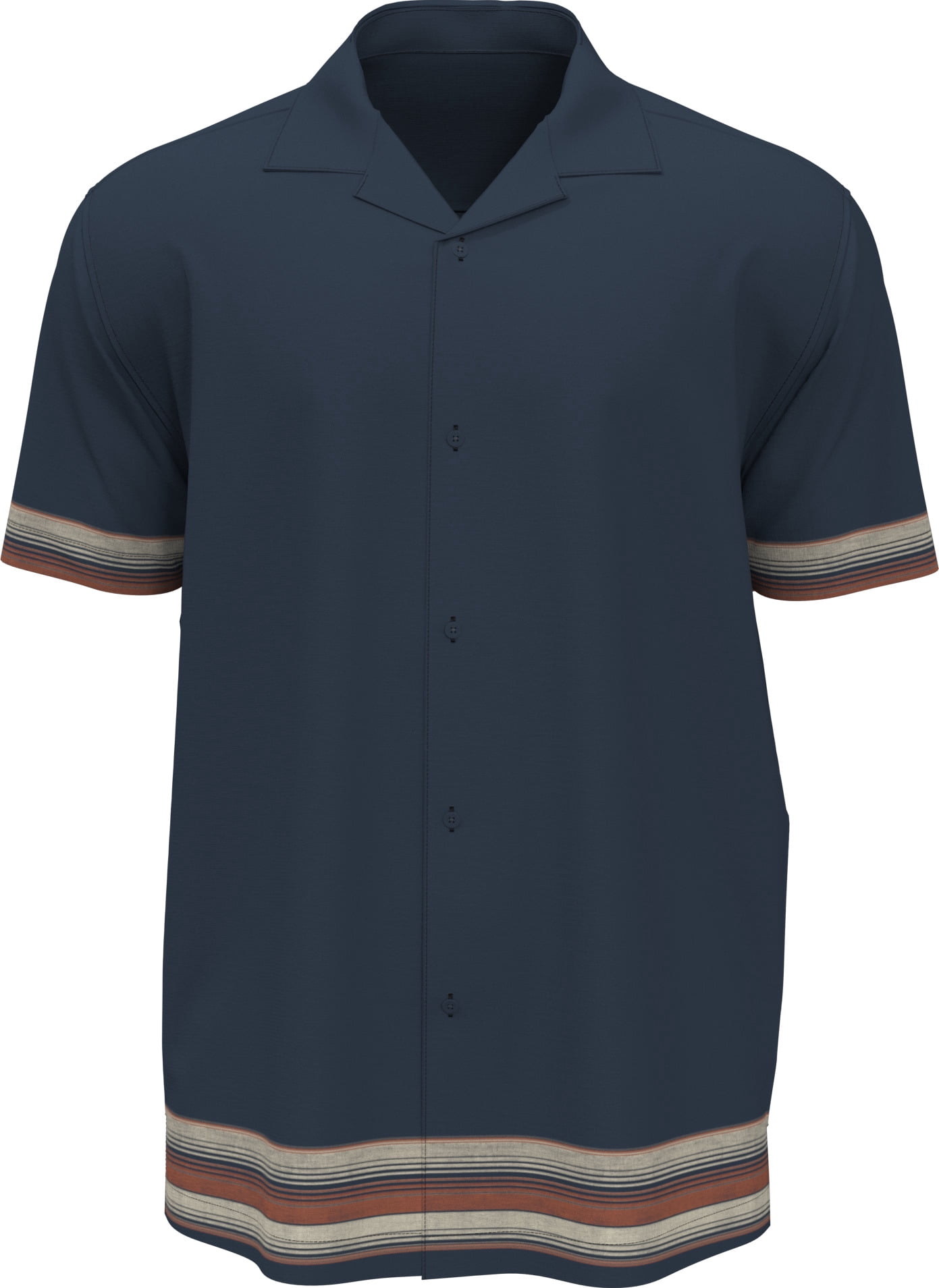 Havanera Men’s and Big Men's Horizontal Panel Print 100% Viscose Short Sleeve Shirt, S-5XL
