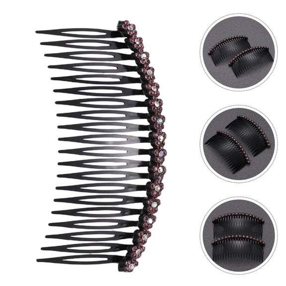 OFFIGAM Purple Rhinestone French Twist Combs for Women's Fashionable Hair Accessories for Weddings and Daily Use
