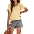 thumbnail image 2 of Camiseta de mujer Qarigey con volantes Color sólido Amarillo L AP011064-18, 2 of 6