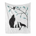 thumbnail image 1 of Animal Print Soft Flannel Fleece Throw Blanket, Design Forest Fauna Bear Crow Fox Wolf Rabbit, Cozy Plush for Indoor and Outdoor Use, 60" x 80", Charcoal Grey Slate Blue, by Ambesonne, 1 of 6