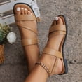 thumbnail image 6 of Women's Flat Sandals Square Toe Open Toe Casual Summer Shoes with Elastic Ankle Strap Soft Sole Non Slip Comfortable Walking Sandals for Women Plus Size Available, 6 of 9