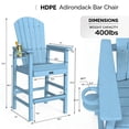 thumbnail image 7 of UBesGoo Tall Adirondack Chairs,HDPE All Weather Poly Lumber with Cup Holder,Outdoor Bar Stools with Wide Armrest for Outdoor Deck Lawn Pool Backyard,Lake Blue, 7 of 7