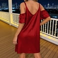 thumbnail image 4 of jtjvou Sparkly Dress for Women Summer V Neck Ruffle Sleeve Off Shoulder Mini Dresses Glitter Cocktail Evening Party Dress Red XL, 4 of 7