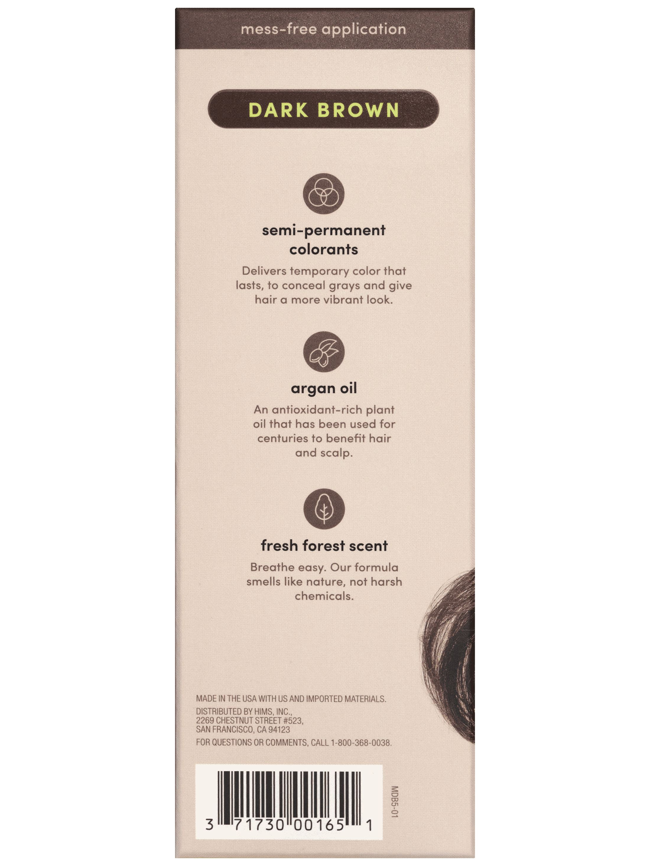 Hims Under Cover Hair Color & Conditioner for Men Semi Permanent Blends Grays, Dark Brown, 5 fl oz