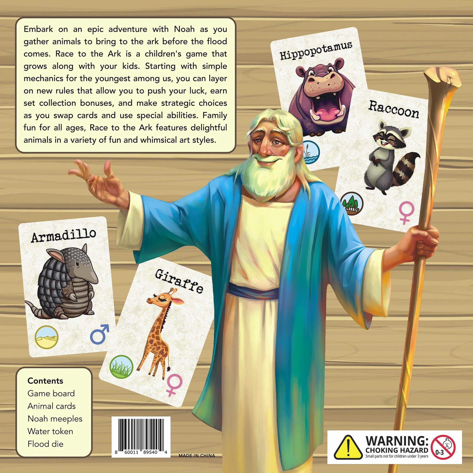 Cobblestone GameS: Race to the Ark - Children's Board Game, Push Your Luck & Animal Set Collection, Colorful Game, Family Ages 5+, 2-4 Players, 30 Min