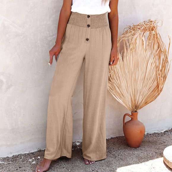 CFLVAEK Flare Dress Pants Petite Women Petite 3 Button High Waisted Work Pant Comfy Bootcut Solid Office Trousers Casual Full Length Dressy Business Pants S Khaki