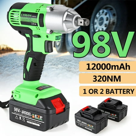 98V 320Nm Heavy Duty Electric Cordless Impact Wrench With 1/2Pcs 12000mAh