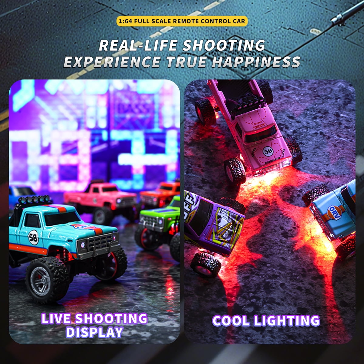Mini Alloy RC Off - Road Trucks，2.4G Remote Control, Cool Lighting & 3 - Gear Power Adjustment，Kids' Racing Toy Cars